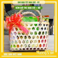Giỏ quà tặng tết 2025 , giỏ quà VẠN LỘC 07, giỏ bánh kẹo đặc sản tết
