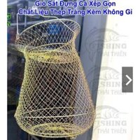 Giỏ Rọng Sắt Đựng Cá Xếp Gọn Chất Liệu Thép Tráng Kẽm Không Gỉ Sét Lưới Độ Rộng 1cm Siêu Bền