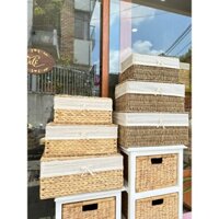 Giỏ sợi cói đựng đồ đa năng,giỏ trang trí decor phòng,hộp chữ nhật,sọt cói,khay nhựa,giỏ mây,hộp mây,giỏ cói,sọt rác bếp