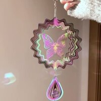 Gió Spinner Bắt Kim Loại Chuông Gió Xoay Chuông Gió Ngoài Trời 3D Chim Hình Lục Giác Trang Trí Treo Vườn