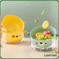 Giỏ thoát nước LONTIME, Chậu rửa rau củ đa chức năng dày, Khay đựng trái cây bền hai lớp