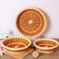 Giỏ trái cây giả mây, khay kẹo, giỏ bánh mì, giỏ đựng đồ ăn nhẹ, trái cây khô, rau củ, giỏ lưu trữ giả mây bằng nhựa OXTE