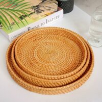 Giỏ Trái Cây Mây Dệt Tay Nhật Bản Giỏ Bánh Mì Hấp Giỏ Đựng Bánh Mì Phòng Khách Hộ Gia Đình Giỏ Đựng Đồ Khay Tròn