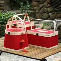Giỏ Tre 2025 Trung Thu Bánh Trung Thu Hộp Quà Tặng Zongzi Trái Cây Bao Bì Giỏ Hàng Năm Mới Trứng Xúc Xích Hộp Thực Phẩm Đám Cưới Nhà Mẹ