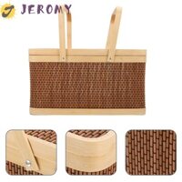 Giỏ tre JEROMY, Hộp bánh trung thu phong cách Trung Quốc cổ điển, Hộp đựng bánh mì tự nhiên có nắp Giỏ đựng bánh mì thanh lịch Cắm trại