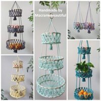 Giỏ treo hoa, giỏ đựng trái cây, dây treo cây trang trí macrame