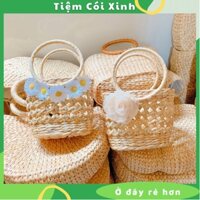 Giỏ Túi Lục Bình Mini Hoa Cúc Làm Thủ Công Dễ Thương Dùng Được Cho Bạn Nữ Hay Bé Gái Chụp Ảnh Vintage