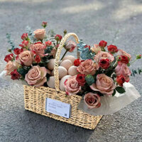 Giỏ vuốt ve dệt cầm tay sáng tạo để trưng bày hoa tươi và trang trí nội thất