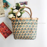 [Giỏ xách] Làn-Giỏ tre nan hoa xách tay phiên bản lạt lam