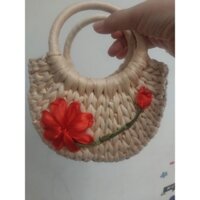 Giỏ xách lục bình thêu ruy băng cho mẹ, bé, decor