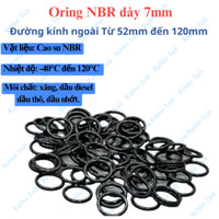 Gioăng cao su Oring NBR,Dày 7mm,Đường kính ngoài 52mm đến 120mm