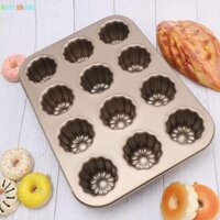 Giới HẠN HIỂN THỊ Khuôn Cannele Mousse 12 Khoang Thép Carbon Chống Dính Chảo Bánh Custard Pháp
