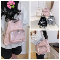 Giới HẠN NĂNG LƯỢNG Túi Ita trong suốt, Ba lô PU đa chức năng đa chức năng, Bông tai trong suốt Túi đeo vai dung tích lớn Túi Tote Lolita cho bé gái