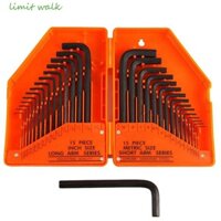 Giới HẠN WALK Allen Key Hex Set Metric Imperial Ổ cắm cờ lê để sửa chữa xe đạp Đầu phẳng với hộp đựng có thể gập lại 30 chiếc Cờ lê lục giác