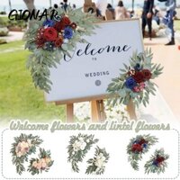 GIONAR 2 Chiếc Hoa Vòm Cưới Nhân Tạo, Vòng Hoa Cưới Boho DIY, Hoa Mẫu Đơn Hoa Hồng Bạch Đàn Vòng Hoa Drape Ký Hiệu Chào Mừng Hoa Cưới Chụp Ảnh Hoa