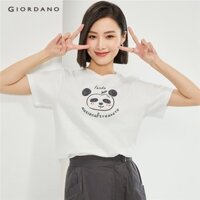 GIORDANO Áo thun ngắn tay in hình động vật 100% Cotton dành cho nữ 13394203