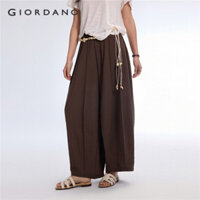 GIORDANO WOMEN Half elastic waist wide leg crinkle pants 18415902