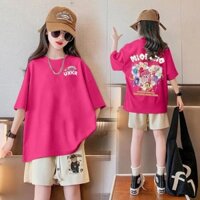 Girls My Little Pony Áo thun màu hợp thời trang mới giữa và lar Girls My Little Pony áo thun màu hợp thời trang mới giữa Big Kids Cotton nguyên chất ngắn tay Mint Mambo Style Vitality Solid color Series 12.6