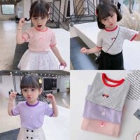 Girls 'short-sleeved t-shirt sọc cartoon t-shirt baby's top