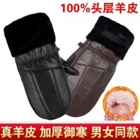 Giữ Ấm Lót Ngón Tay Găng Tay Cotton Dày Dễ Thương Lông Cừu-Fleece Găng Tay Nam Mùa Đông Da Cừu Ngực Nữ Đi Xe