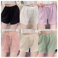 Giữ mát mùa hè này Nếp nhăn Cotton mây nhẹ dành cho nữ - Quần short ngủ Cotton bong bóng miễn phí