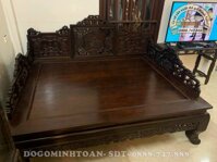 Giường ba thành đục cổ đồ gỗ gụ hàng tái đã qua sử dụng 1m6 x 2m