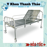Giường bệnh nhân 1 tay quay có bô vệ sinh, giường y tế inox VN (có bô, không bô)