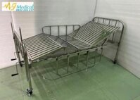Giường bệnh nhân 2 tay quay inox