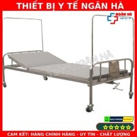 Giường bệnh nhân inox 1 tay quay, sẵn cọ màn, inox dát hộp, dày, đẹp inox sáng bóng - CHÍNH HÃNG