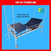 Giường bệnh nhân inox 2 tay quay, hàng dát hộp bền đẹp