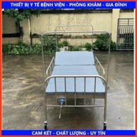 Giường bệnh nhân inox, có cọc màn, thành giường .....