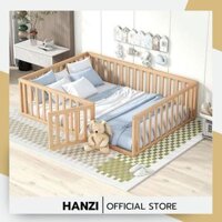 Giường bệt trẻ em có rào chắn an toàn chất liệu gỗ thông