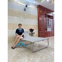 Giường bố xếp khung inox mặt vải lưới cỡ đại 90cmx1m9 THP