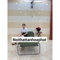 Giường bố xếp khung sắt mặt vải dây dù đan lớn cỡ đại 90cmx1m9 THP ( màu giao ngẫu nhiên)