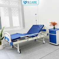 Giường chăm sóc bệnh nhân 2 tay quay chuẩn Y Khoa HI-MEC HMHB-1020 [Kèm bàn ăn + cây truyền dịch]