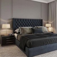Giường châu âu gg10 phong cách hiện đại, giường bọc nỉ hiện đại phong cách châu âu