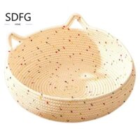 Giường cho mèo, Giỏ đựng thú cưng dệt thủ công thoải mái, Nệm chó con tròn mềm mại bốn mùa Thảm ngủ thú cưng đa năng Đồ dùng cho thú cưng