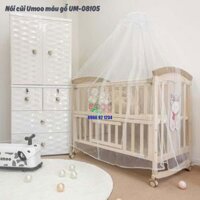 Giường cũi cho bé Umoo UM-08105 màu gỗ – Làm cũi ngủ / làm quây / làm bàn học / ghép giường / nôi đưa