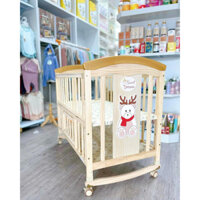 Giường cũi cho bé UMOO UM-08105 màu gỗ - Đa tính năng: cũi ngủ / làm quây / làm bàn học / ghép giường / nôi đưa