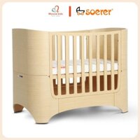 Giường cũi gỗ Soerer King đa năng cho bé 120x68x88cm, nôi trẻ em 4 chế độ linh hoạt - Monnie Kids