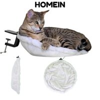 Giường để bàn cho mèo HOMEIN, Mềm mại với Võng khung thép, Sáng tạo Tiết kiệm không gian Vải lông thú giả có thể điều chỉnh Nội thất cho mèo trong nhà