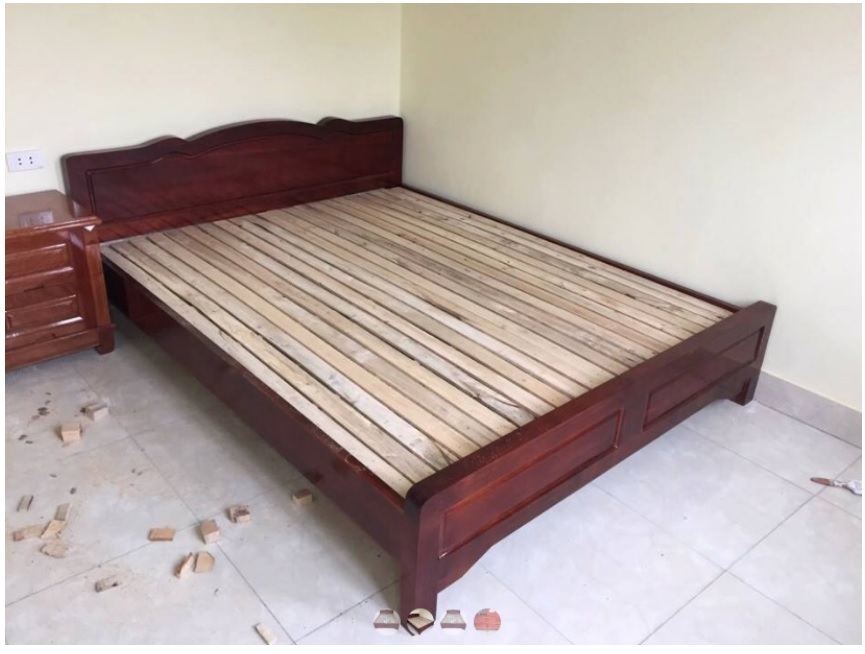 Giường đơn gỗ cao su rộng 1m2 GNK12
