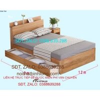 giường đơn gỗ công nghiệp mdf 1m2 có ngăn kéo