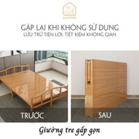 Giường Gấp Cao Cấp Eluy Chất Liệu Tre Màu Vecni Tự Nhiên, Giường 1 Tầng Đa Năng Thông Minh (4 Kích Thước Tiện Lợi)