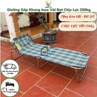 Giường Gấp Cỡ Đại Khung Inox Cao Câp Vải Bạt Cứng Cáp Chắc Chắn