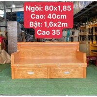 GIƯỜNG GẤP GỖ PHỦ GÕ CÓ HỘC KÉO 1,6M X 2M