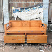 Giường Gấp Gọn Gỗ Gõ Đỏ Chân Cao 40cm - 2 Ngăn Kéo Rộng Rãi