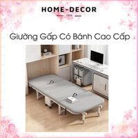 Giường gấp gọn nghỉ trưa văn phòng có bánh xe đệm cao su êm ái, giường đa năng khung thép nhiều size