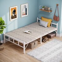 Giường gấp khung sắt kèm đệm giường đơn sắt 1m9 x 80 cm trắng