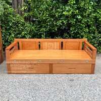 Giường Gấp Thông Minh Gỗ Gõ Đỏ 2 Ngăn Kéo Cao Cấp